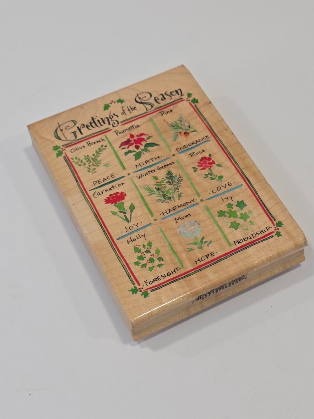 Wood Block Large Rubber Christmas Stamp Inkadinkado Greetings of the Season